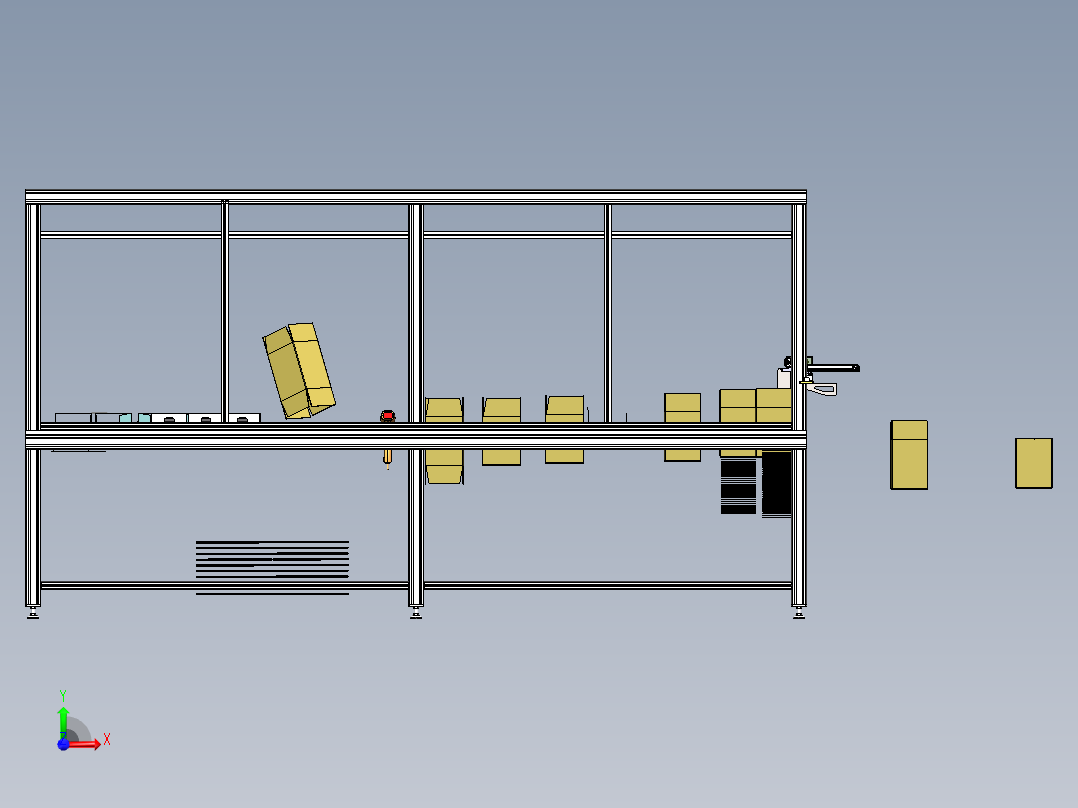 包装纸盒流水线（sw20可编辑+工程图）前视图