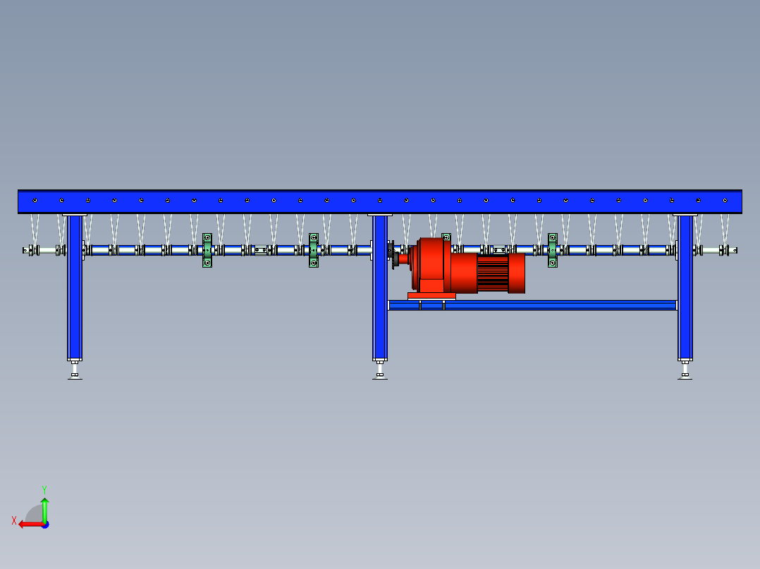 O带输送辊筒线后视图