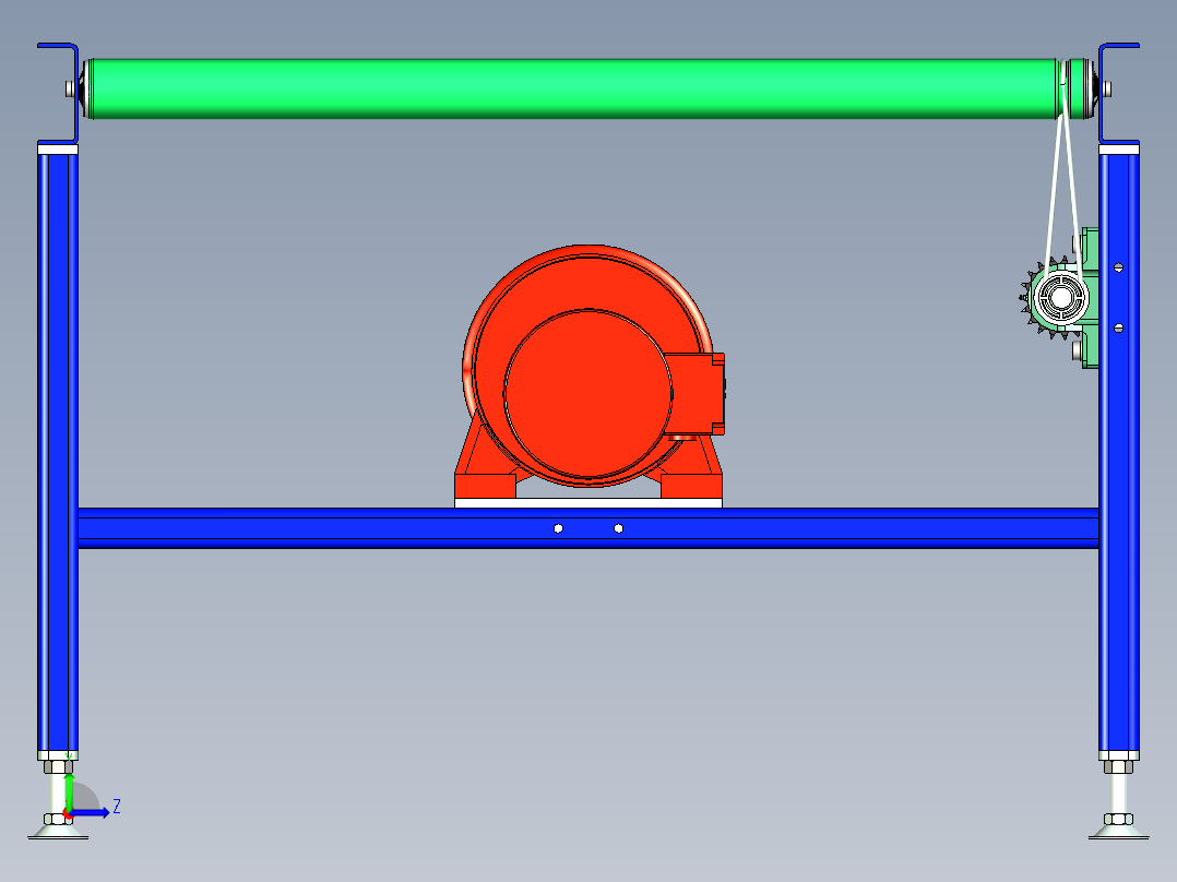 O带输送辊筒线左视图
