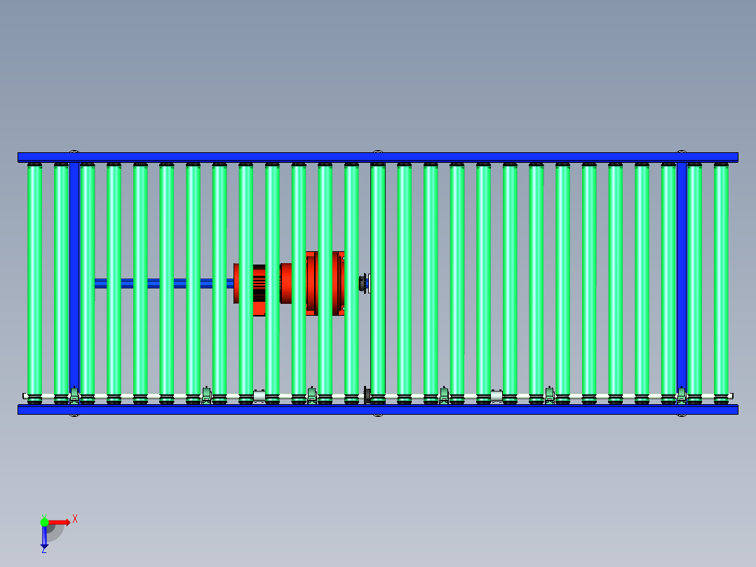 O带输送辊筒线俯视图