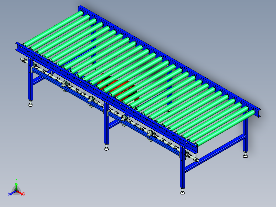 O带输送辊筒线正等轴测图