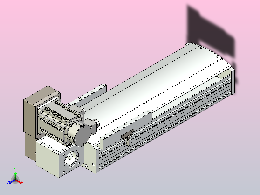 皮带直线轴半封闭可选导轨TPA-HNB-220D-176-L250-LU-C-P1K-N3正等轴测图