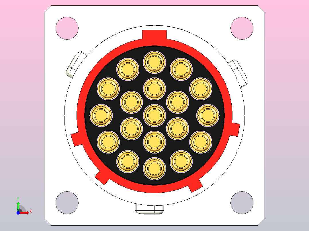 连接器Amphenol RT0016-19SNH-K，19针，RT360，13A，电缆0.75 - 1.5mm2，IP67前视图