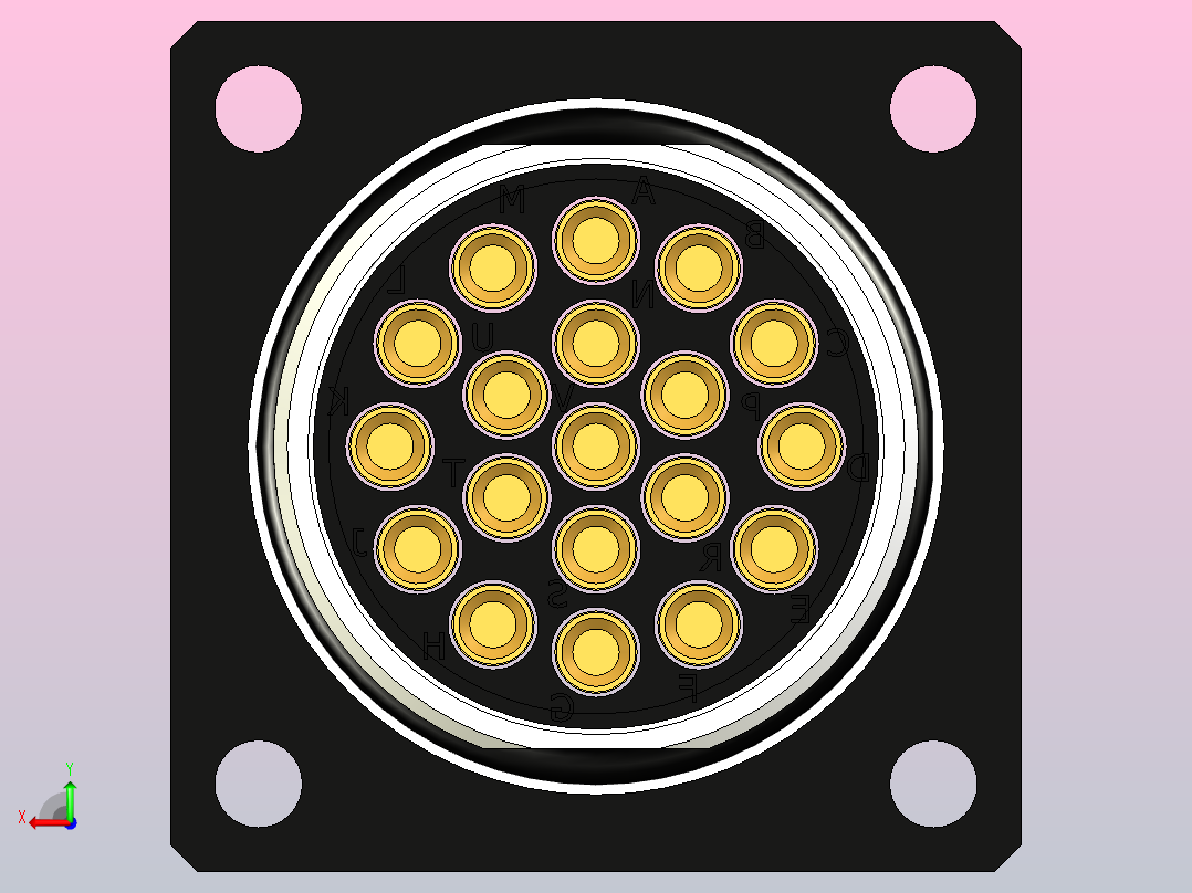 连接器Amphenol RT0016-19SNH-K，19针，RT360，13A，电缆0.75 - 1.5mm2，IP67后视图