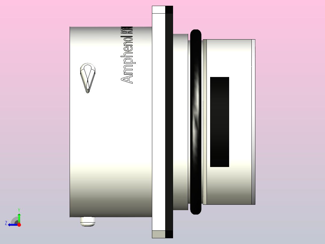 连接器Amphenol RT0016-19SNH-K，19针，RT360，13A，电缆0.75 - 1.5mm2，IP67右视图