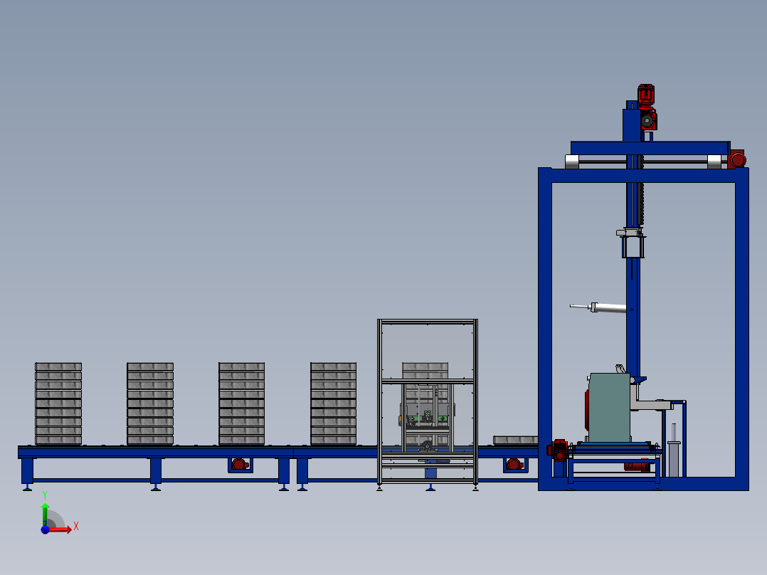 滚筒洗衣机底托装配生产线前视图