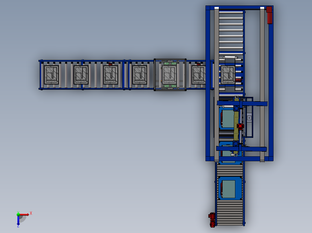 滚筒洗衣机底托装配生产线俯视图