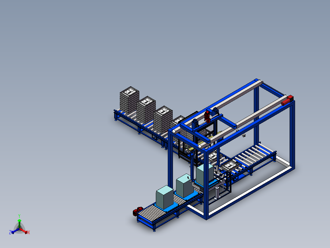 滚筒洗衣机底托装配生产线正等轴测图
