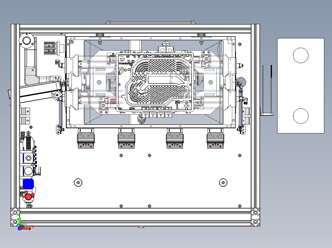 大型缸体夹具且可旋转机构前视图