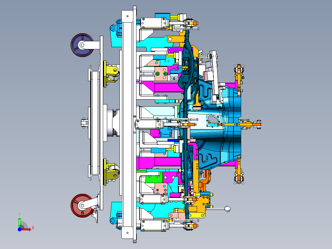 汽车钣金柔性焊接工装夹具前视图