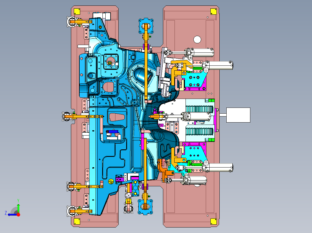 汽车钣金柔性焊接工装夹具右视图