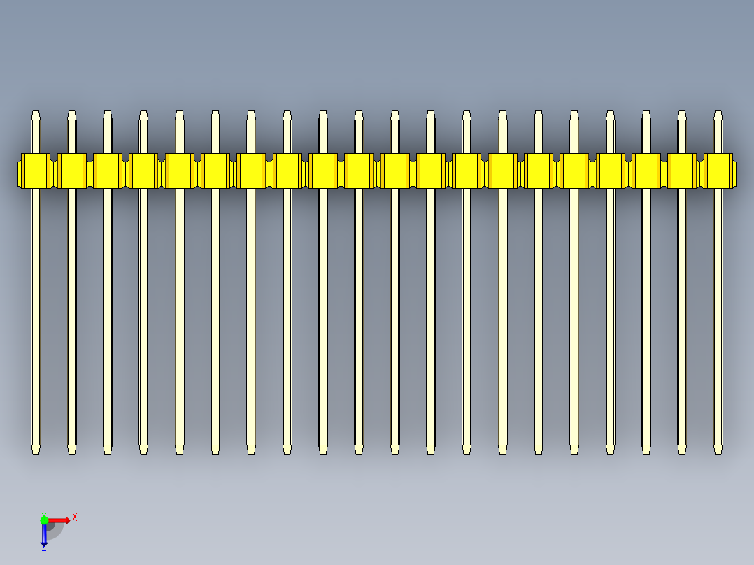 彩色公头100mil（2.54mm）系列-DS1021_yellow_3x20p_100mil_Type19_rev1.0俯视图