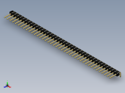 彩色公排针 100mil 2.54mm 系列-DS1022_black_1x40p_100mil_TypeD_rev1.0