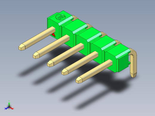 彩色公排针 100mil 2.54mm 系列-DS1022_green_1x05p_100mil_TypeD_rev1.0