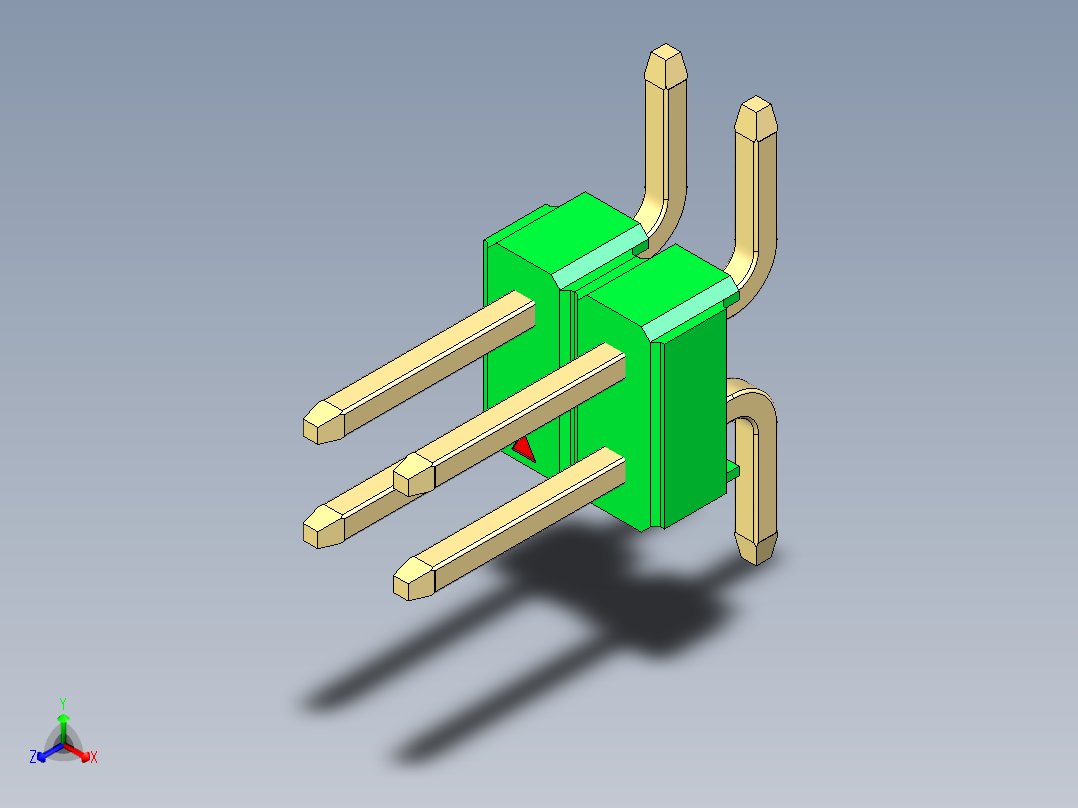 彩色公排针 100mil 2.54mm 系列-DS1022_green_04p_100mil_TypeSMT_rev1.0主视图