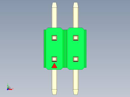 彩色公排针 100mil 2.54mm 系列-DS1022_green_04p_100mil_TypeSMT_rev1.0前视缩略图