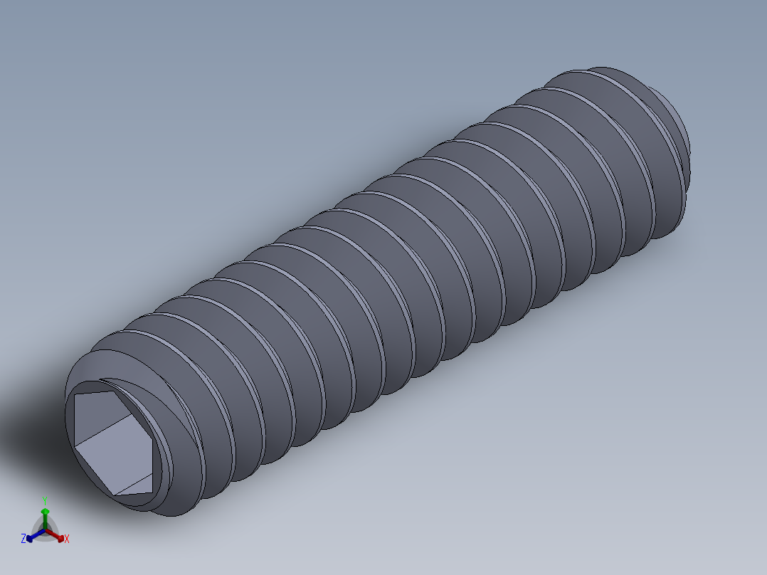 UNC 平头紧定螺钉-UNC SET SCREW 10-24 x0.750.SLDPRT正等轴测图