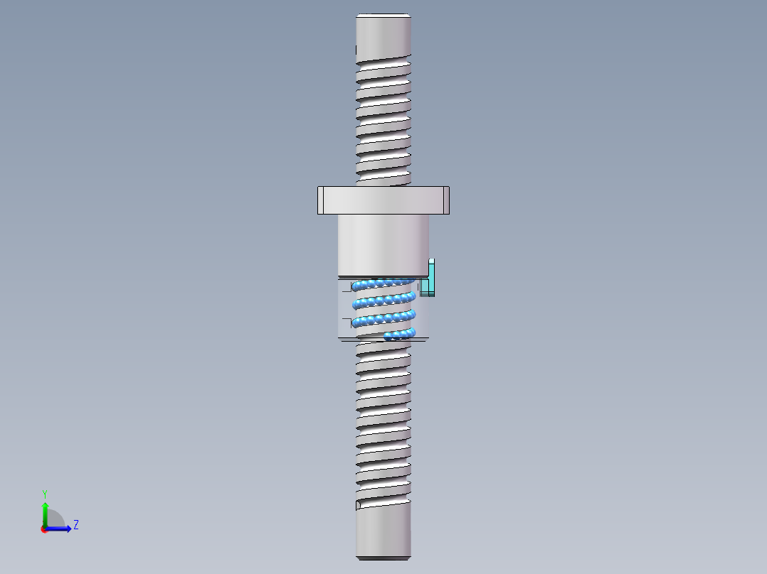 滚珠丝杠结构三维模型左视图