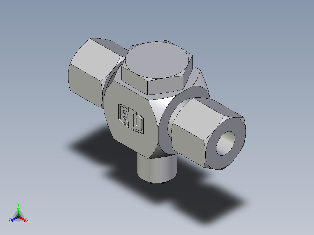 卡套式工业通用硬管接头EO_High_pressure_banjo_tee_TH08ZLM71正等轴测图