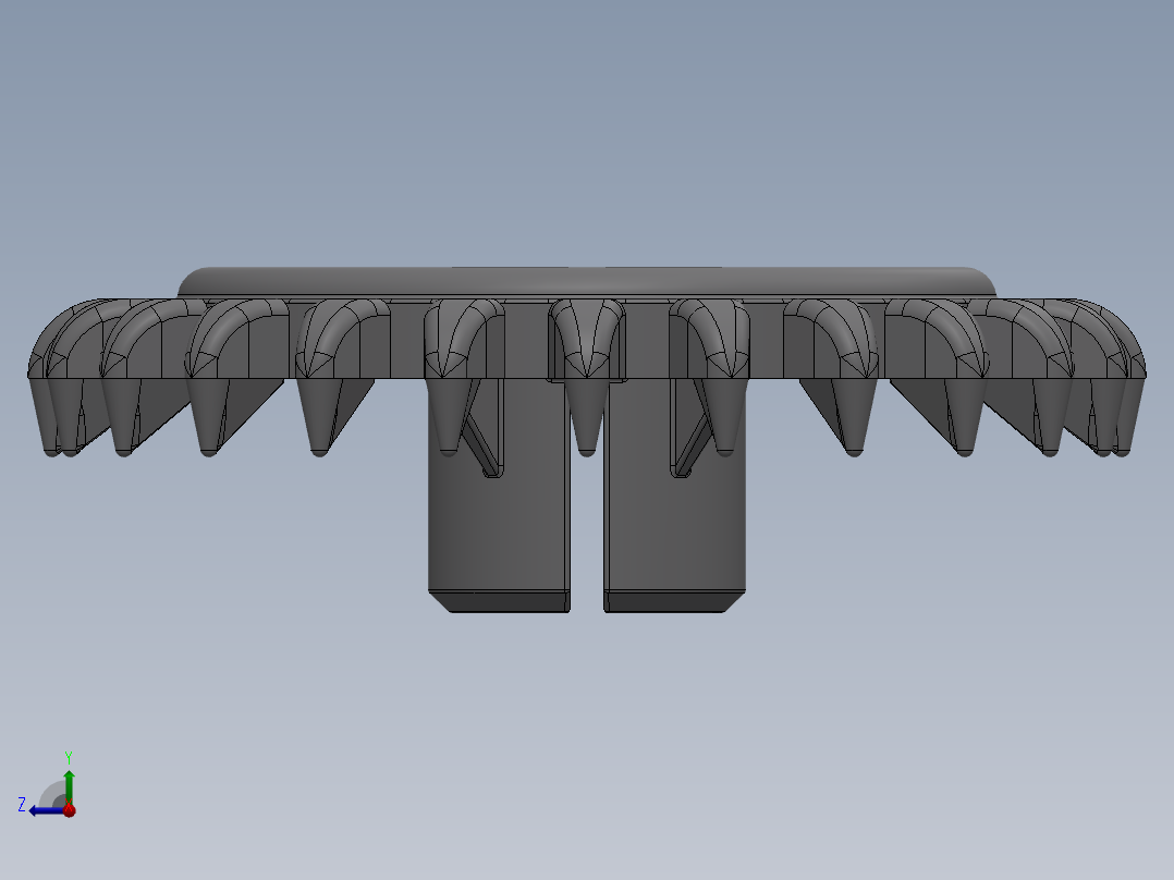 3650 Medium Stone (Light Bluish) Grey Technic Gear 24 Tooth Crown Type III (x pattern).SLDPRT右视图