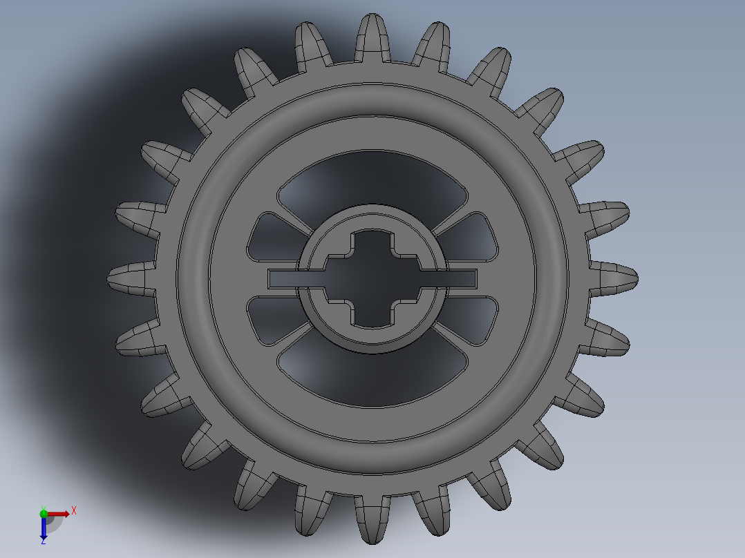 3650 Medium Stone (Light Bluish) Grey Technic Gear 24 Tooth Crown Type III (x pattern).SLDPRT俯视图