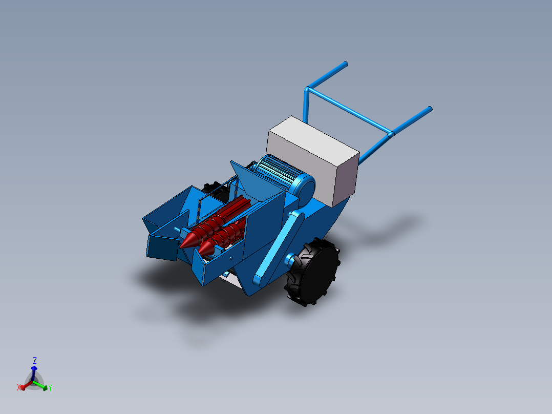 电动单行玉米收获机三维图1398450===200主视图