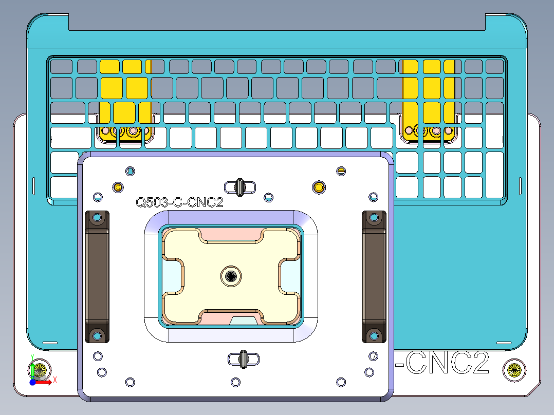 Q503-C笔记本CNC工装夹具三维模型-CNC2-0522前视图