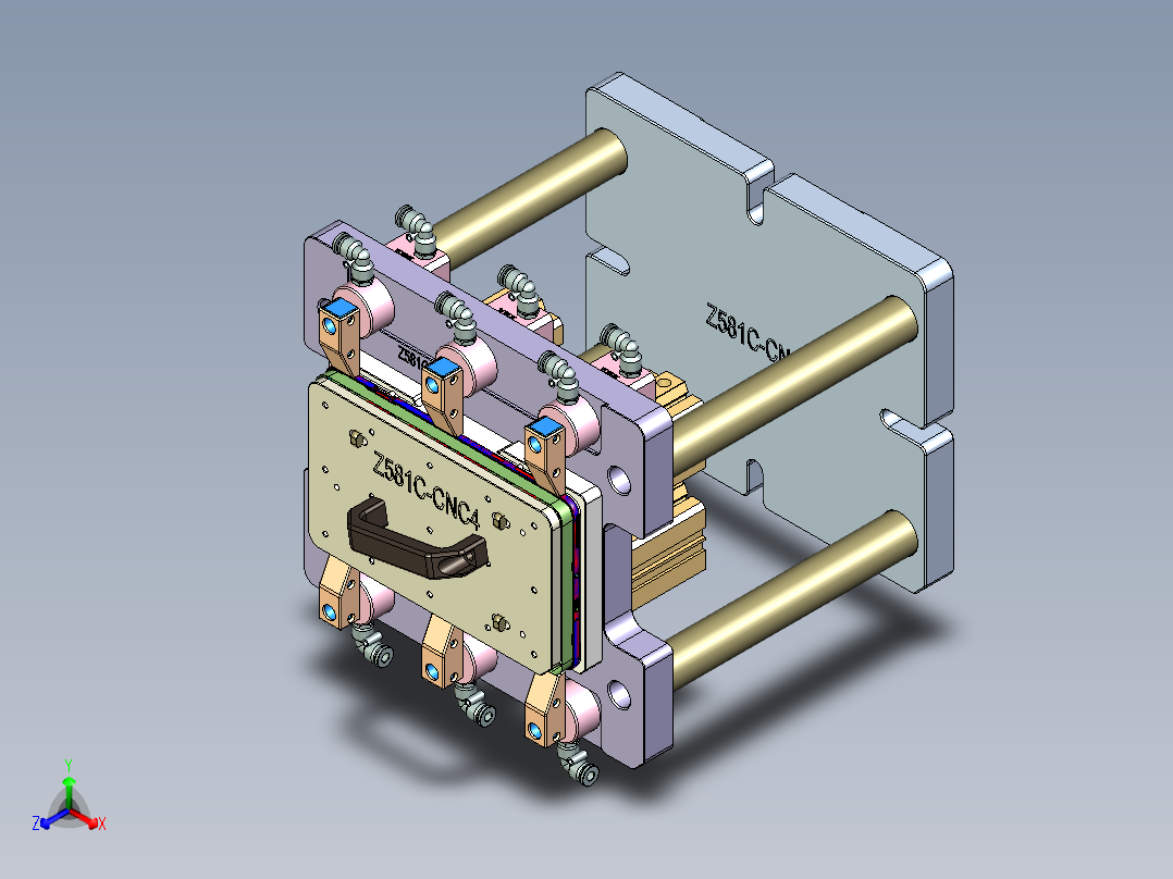 Z581C-笔记本CNC工装夹具三维模型CNC4-0803主视图