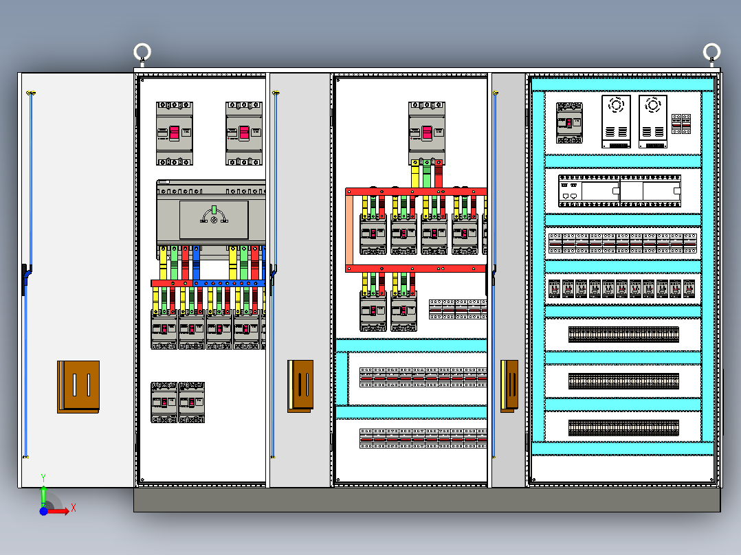 三柜双电源630Aplc控制柜组装 55357前视图
