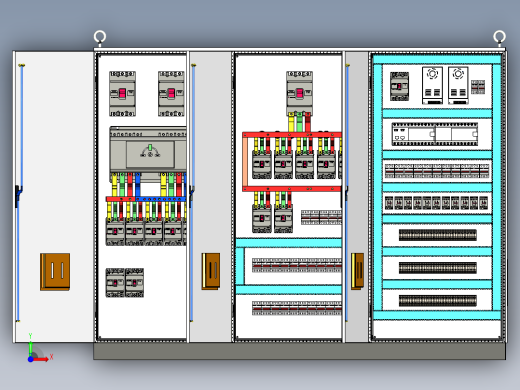 三柜双电源630Aplc控制柜组装 55357前视缩略图