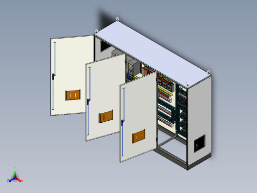 三柜双电源630Aplc控制柜组装 55357正等轴测缩略图