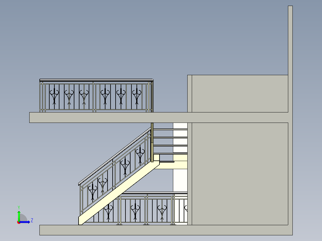 B2004390-装饰性楼梯左视图