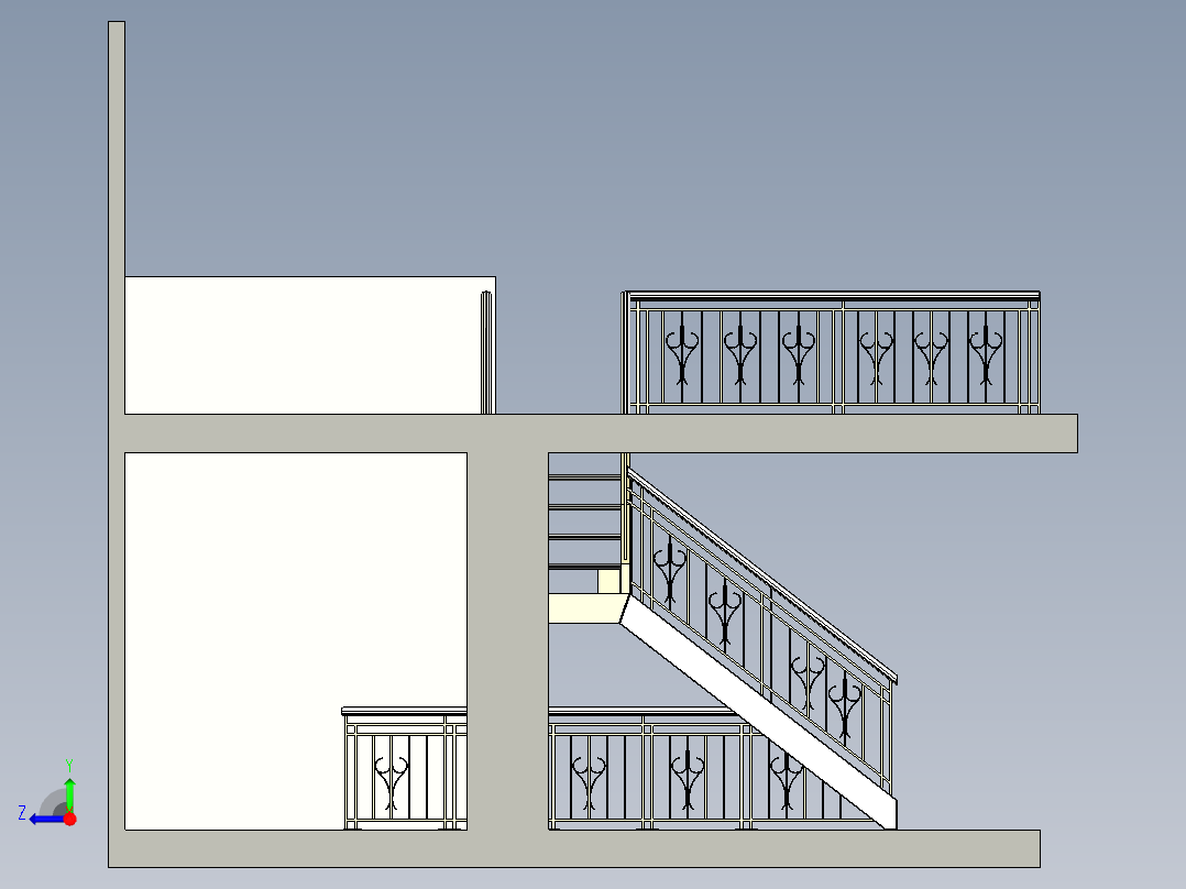 B2004390-装饰性楼梯右视图