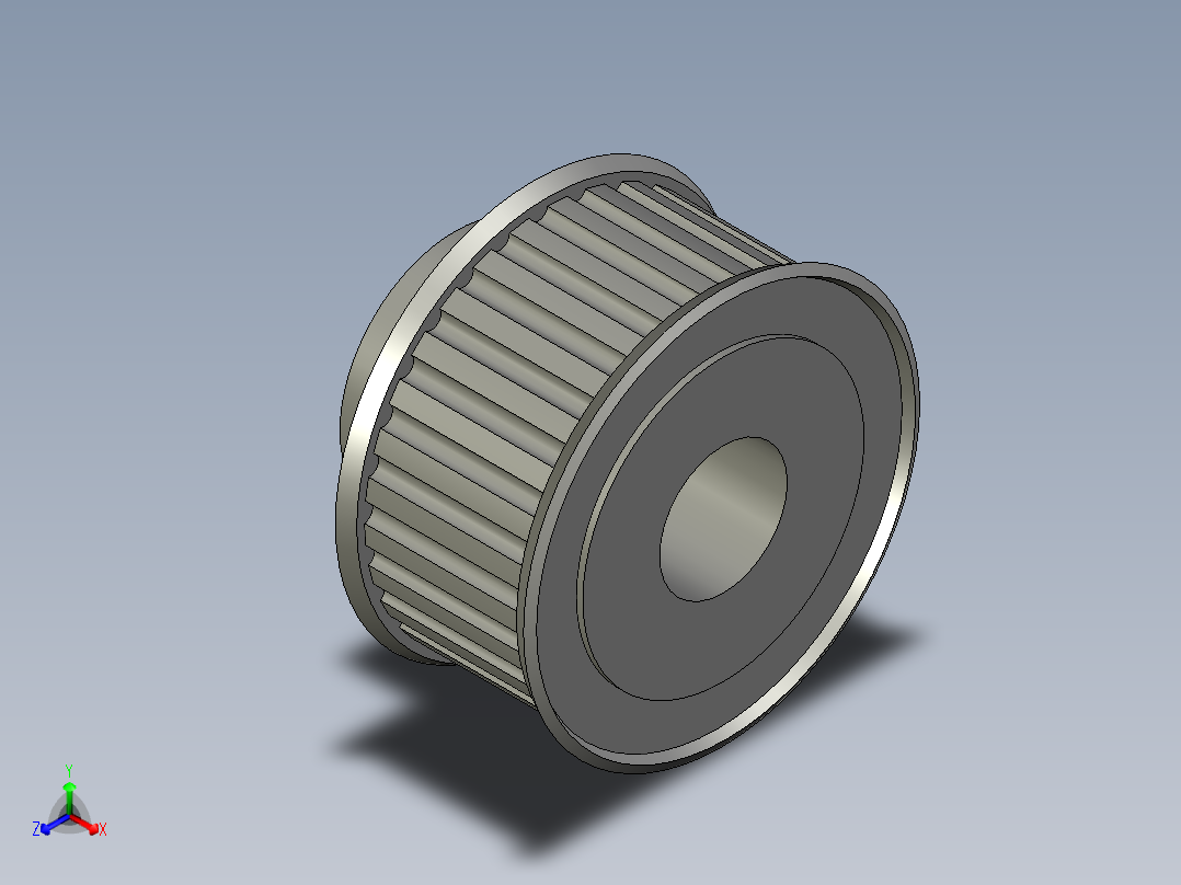 C-12-003-023主轴有挡边带轮_30齿正等轴测图