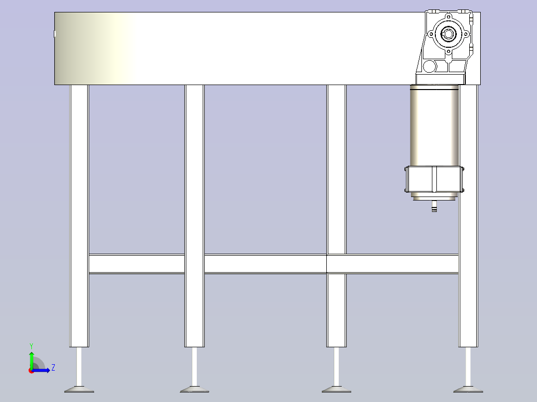 皮带式弯道输送机左视图