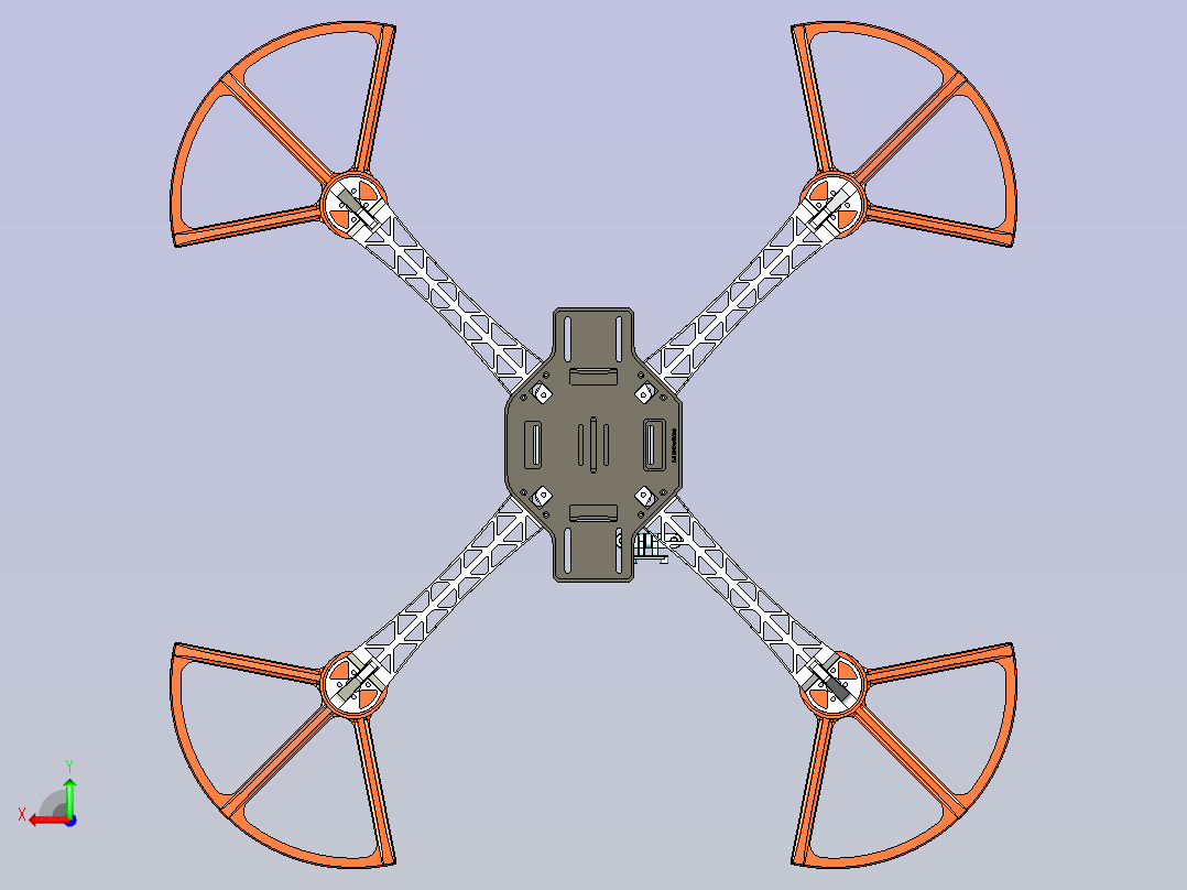 无人机框架设计模型后视图