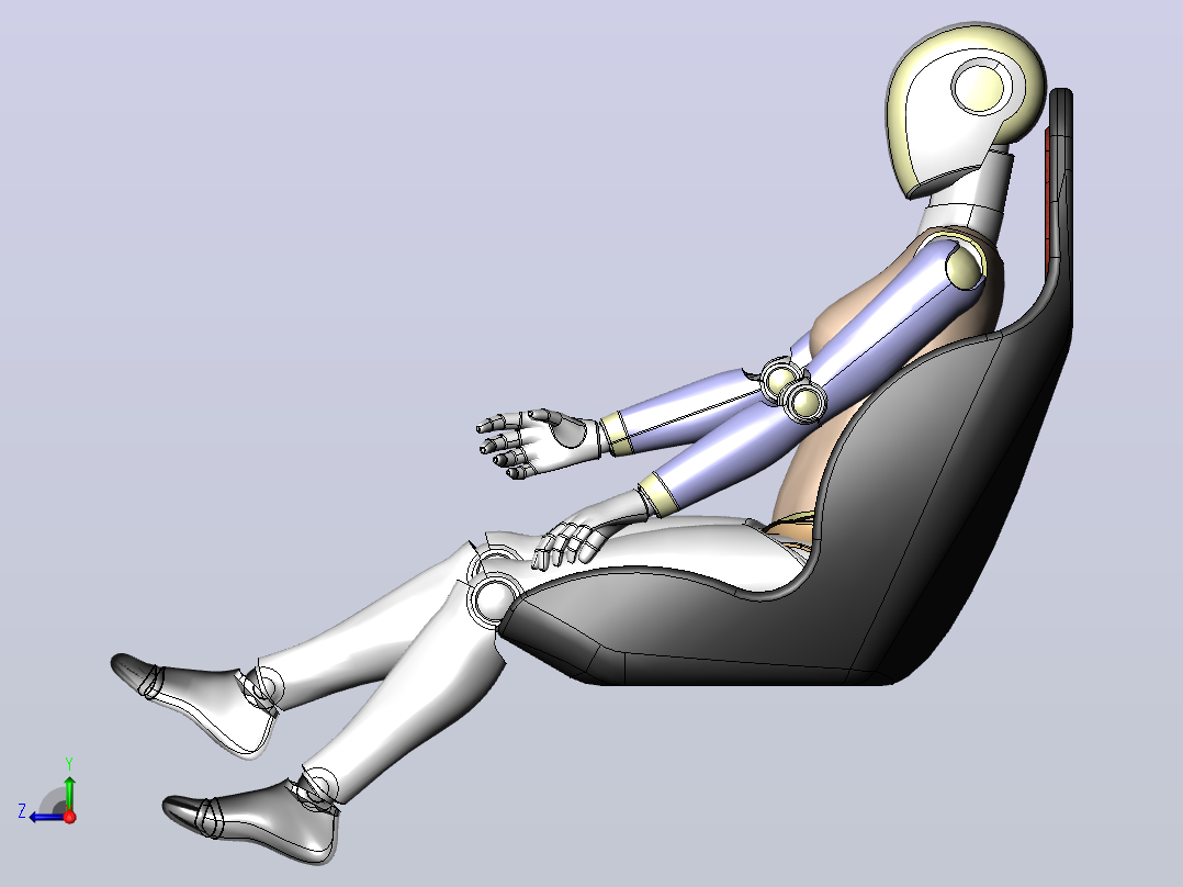 女性坐姿人Ti模型3D图右视图
