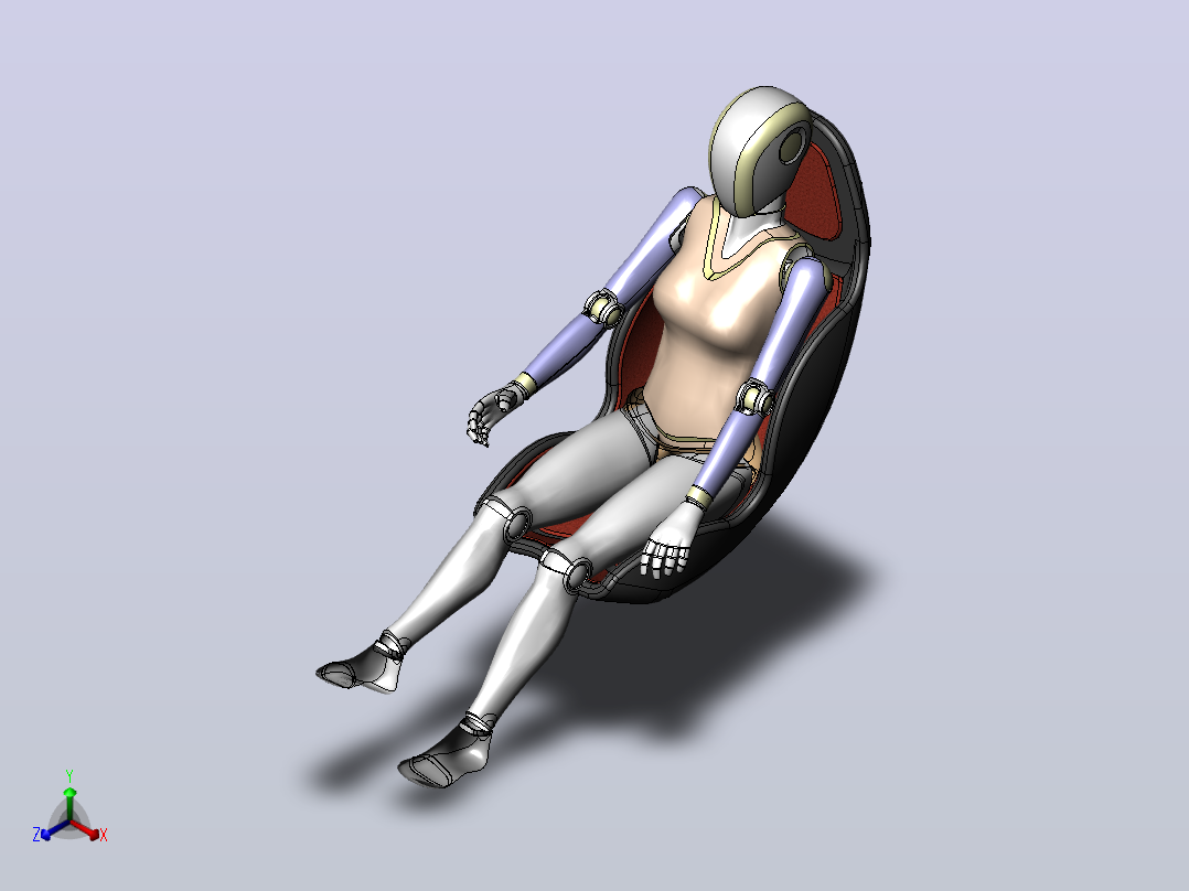 女性坐姿人Ti模型3D图正等轴测图