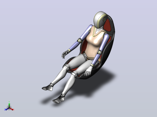 女性坐姿人Ti模型3D图正等轴测缩略图