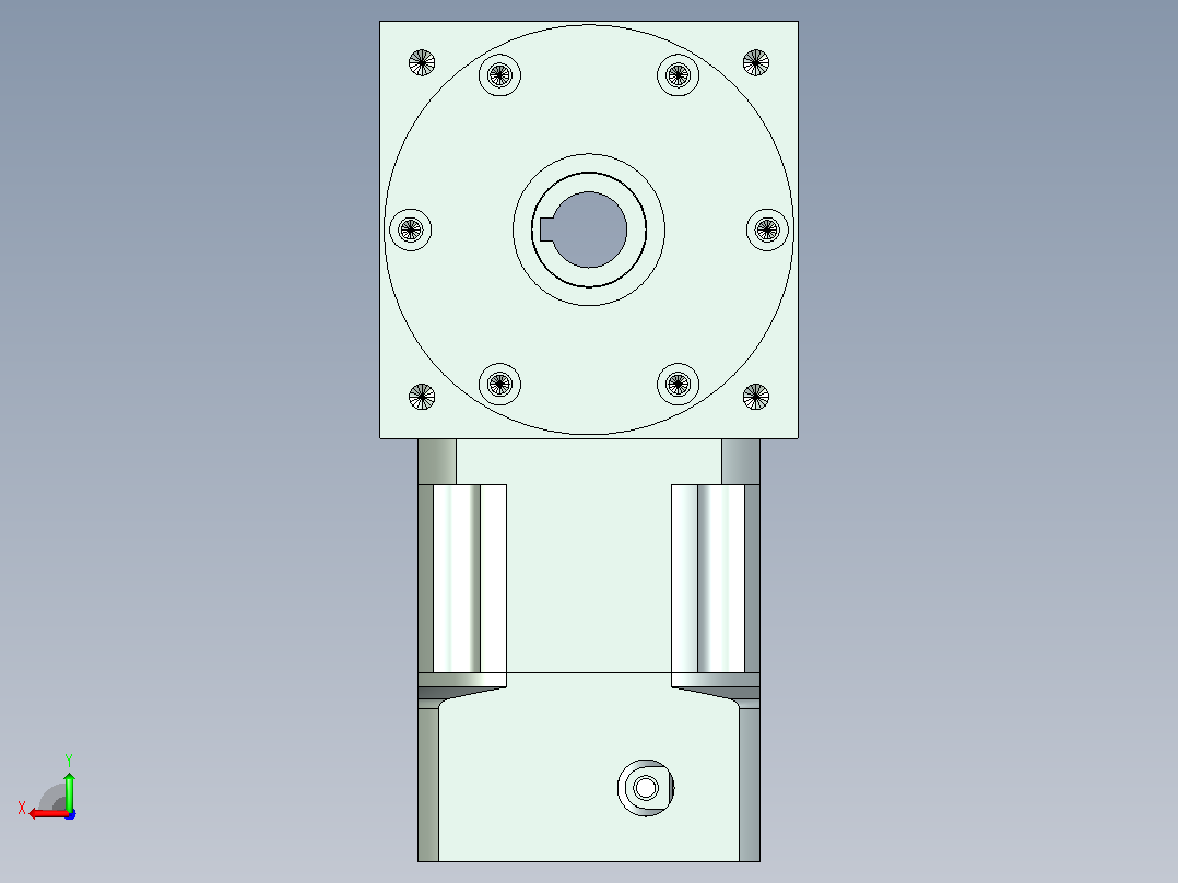 PW110双孔 PLX90-L1 19-70-90-M6 PW110转向器 双孔输出 带90 直齿行星减速机后视图