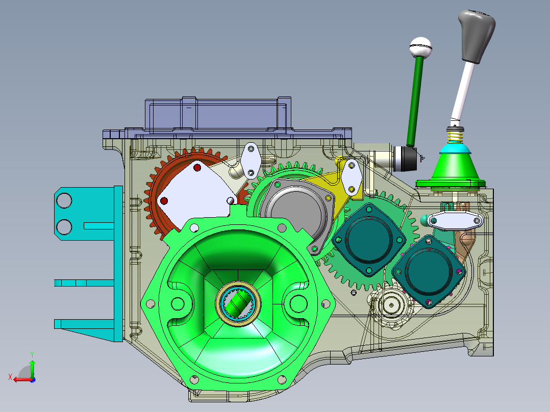 CL200小型农用四轮拖拉机变速箱（全参数化设计后视图