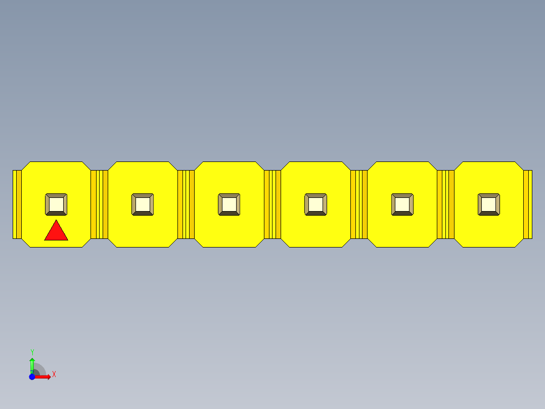 彩色公头100mil（2.54mm）系列-DS1021_yellow_1x06p_100mil_Type1_rev1.0前视图