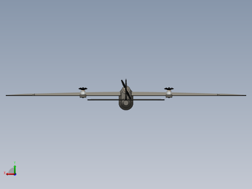 固定翼垂直起降无人机模型后视缩略图