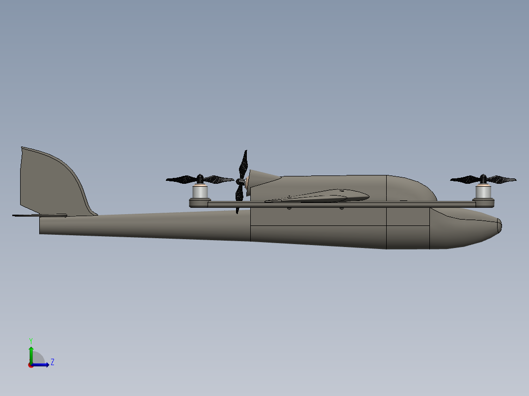 固定翼垂直起降无人机模型左视图