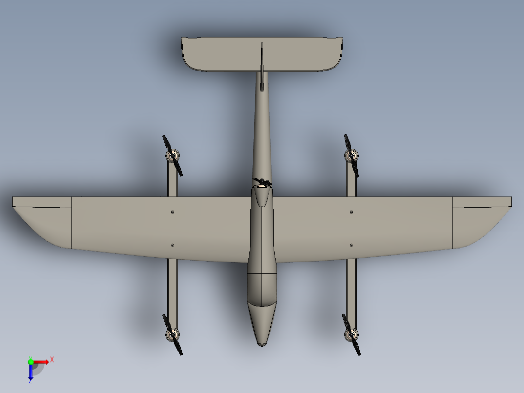 固定翼垂直起降无人机模型俯视图