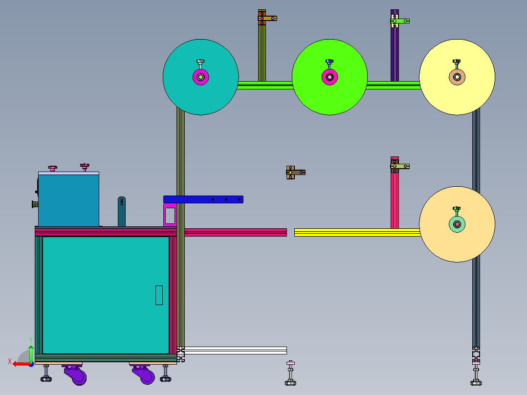 超声波布料压标滚切机后视图