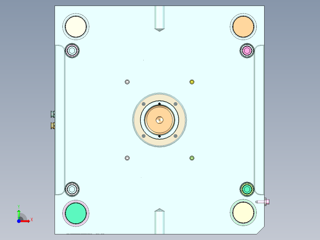 桌面垃圾桶下壳（推板强脱）前视图