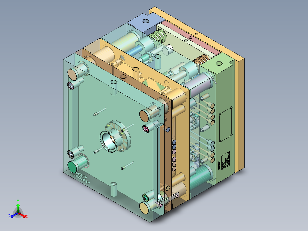 桌面垃圾桶下壳（推板强脱）正等轴测图