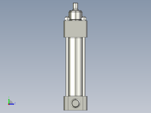 单杆液压缸CAD模型左视缩略图