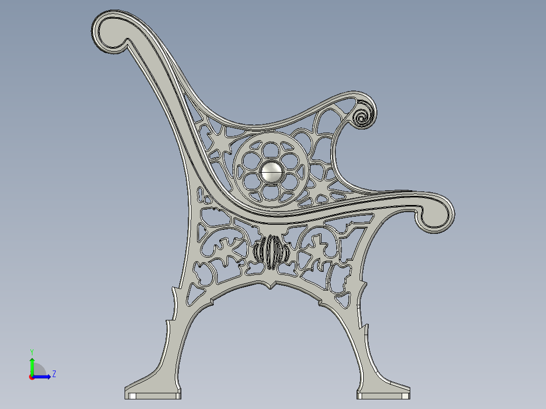 旧式长凳公园左视图